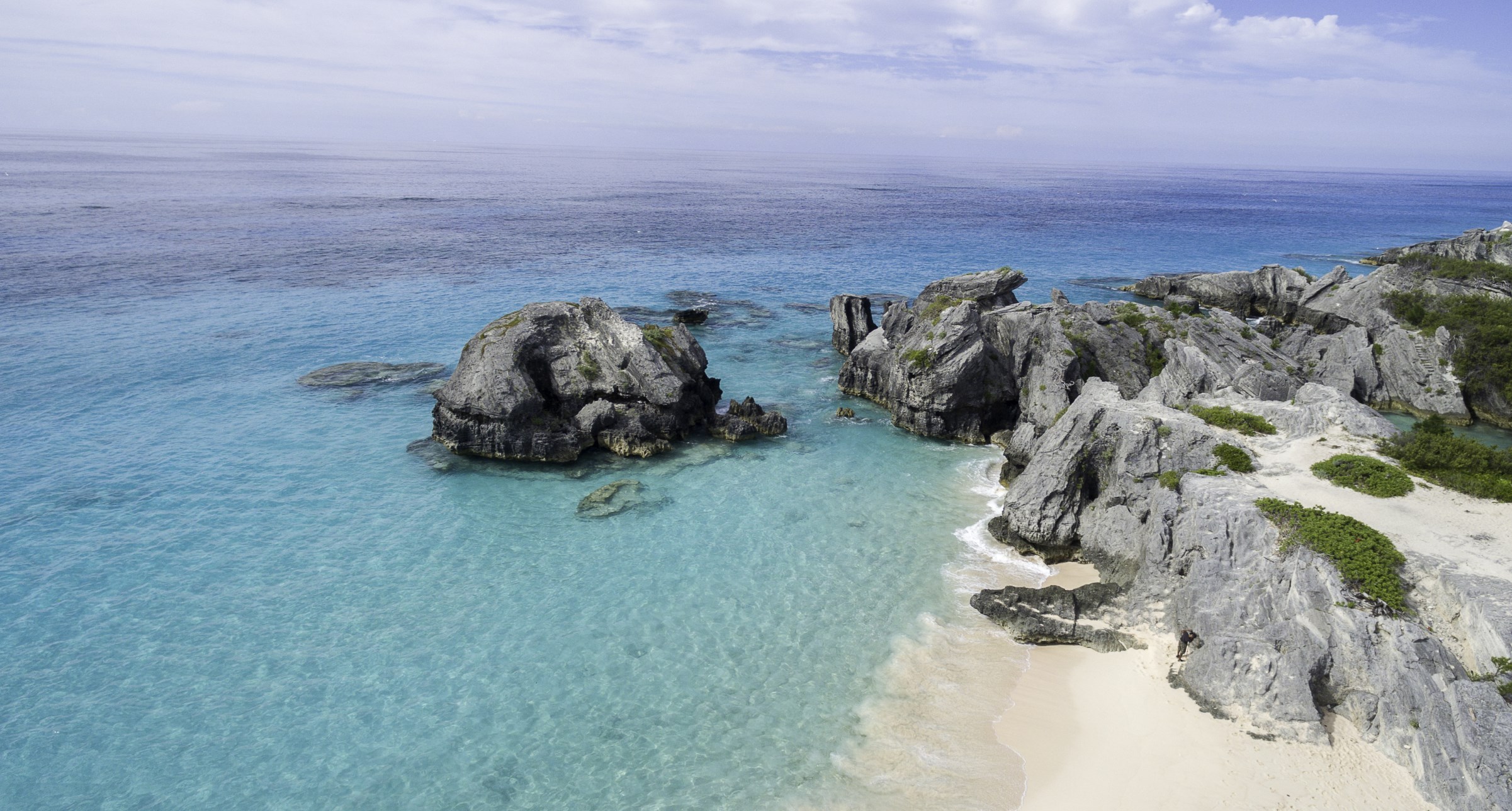 image of beach with bolder rocks to the right